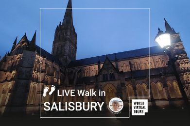 A LIVE walk through Salisbury with views of Salisbury cathedral