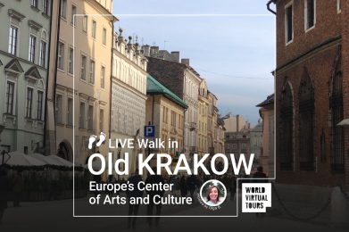 Live Walk in Old Krakow. Europe’s Center of Arts and Culture