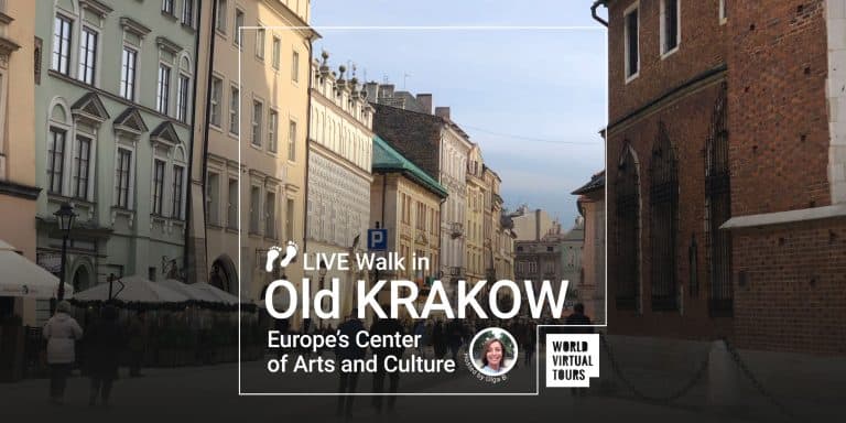 Live Walk in Old Krakow. Europe’s Center of Arts and Culture