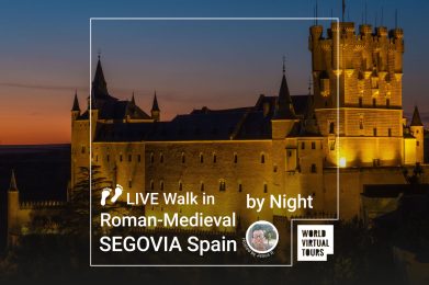 Live Walk in Roman-Medieval Segovia at Night
