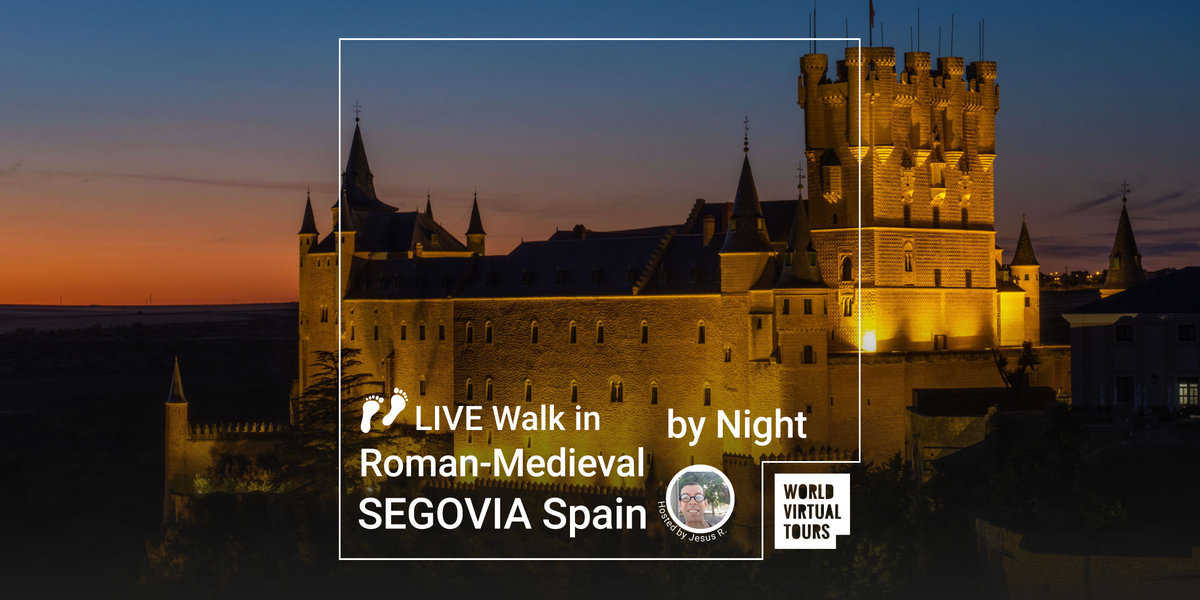 Live Walk in Roman-Medieval Segovia at Night - World Virtual Tours