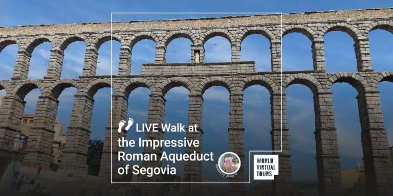 Live Walk at the Impressive Roman Aqueduct of Segovia