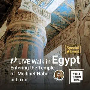 Live walk in egypt – entering the temple of medinet habu in luxor - led by khaled | virtual tour on demand