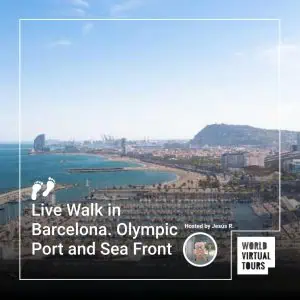Live walk in barcelona. Olympic port and sea front - led by jesus | virtual tour on demand
