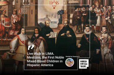 Live Walk in LIMA. Mestizos, the First Noble Mixed-Blood Children in Hispanic America