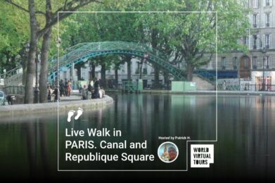 Live Walk in PARIS. Canal and Republique Square