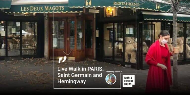 Live Walk in PARIS. Saint Germain and Hemingway
