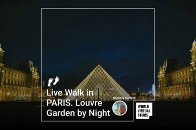 Live Walk in PARIS. Louvre Garden by Night