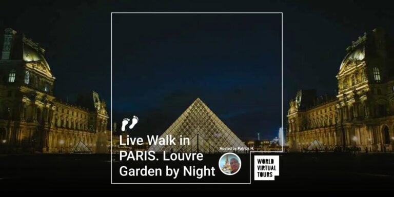 Live Walk in PARIS. Louvre Garden by Night
