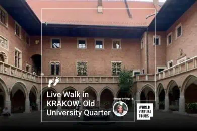 Live Walk in KRAKOW. Old University Quarter