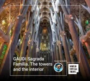 Gaudi sagrada familia. The towers and the interior