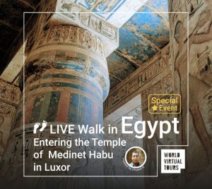 Live walk in egypt - entering the temple of medinet habu in luxor