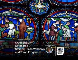 Canterbury cathedral: stained-glass windows and tomb effigies