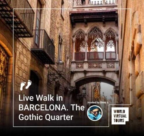 Live walk in barcelona. The gothic quarter